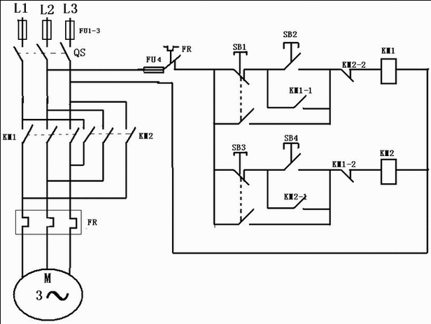 三相电动机点动与长动的正反转控制电路