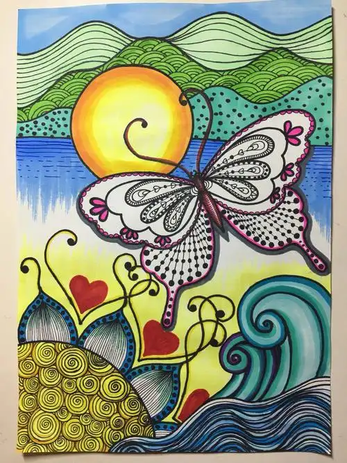 儿童创意画会跳舞的线