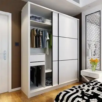 现代储物衣橱卧室整体移门衣柜衣帽间门门定制150x220cme0生态板2门