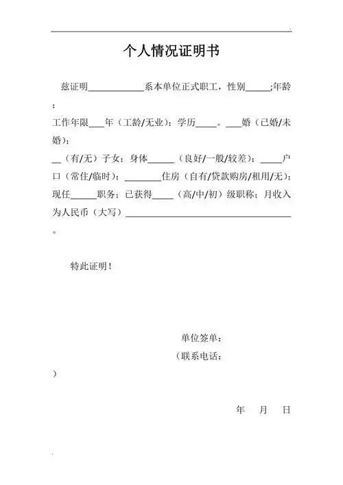 个人情况说明书