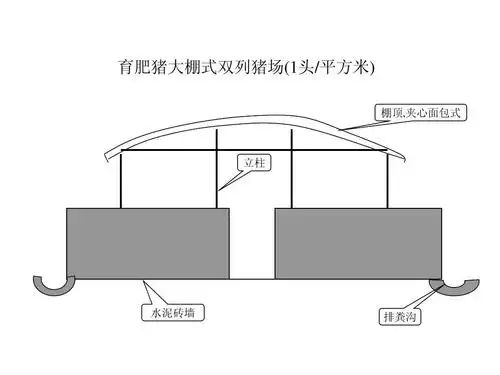 单列养猪10头育肥猪舍设计图