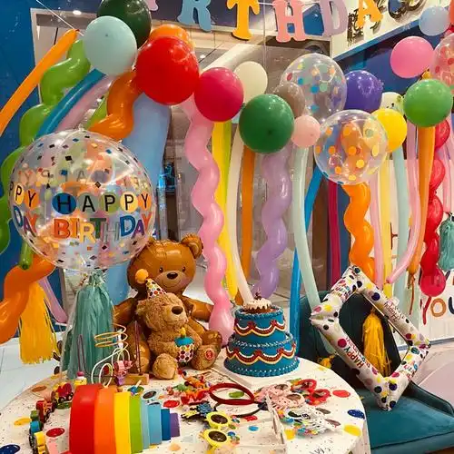 小红书儿童一周岁气球派对装饰场景宝宝生日快乐男女孩背景墙布置