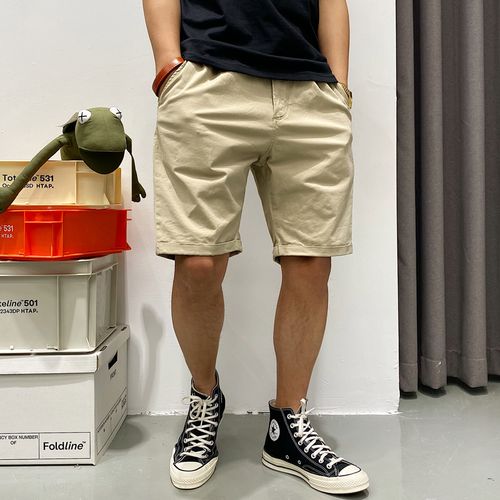 卡其色工装短裤男