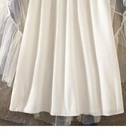 春秋季女士薄款网纱半身裙中长款纱纱裙渐变色星星裙字蓬蓬裙子青少年