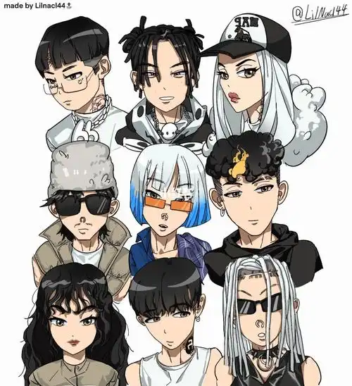 卡通插画图上的中文说唱歌手你认识几个