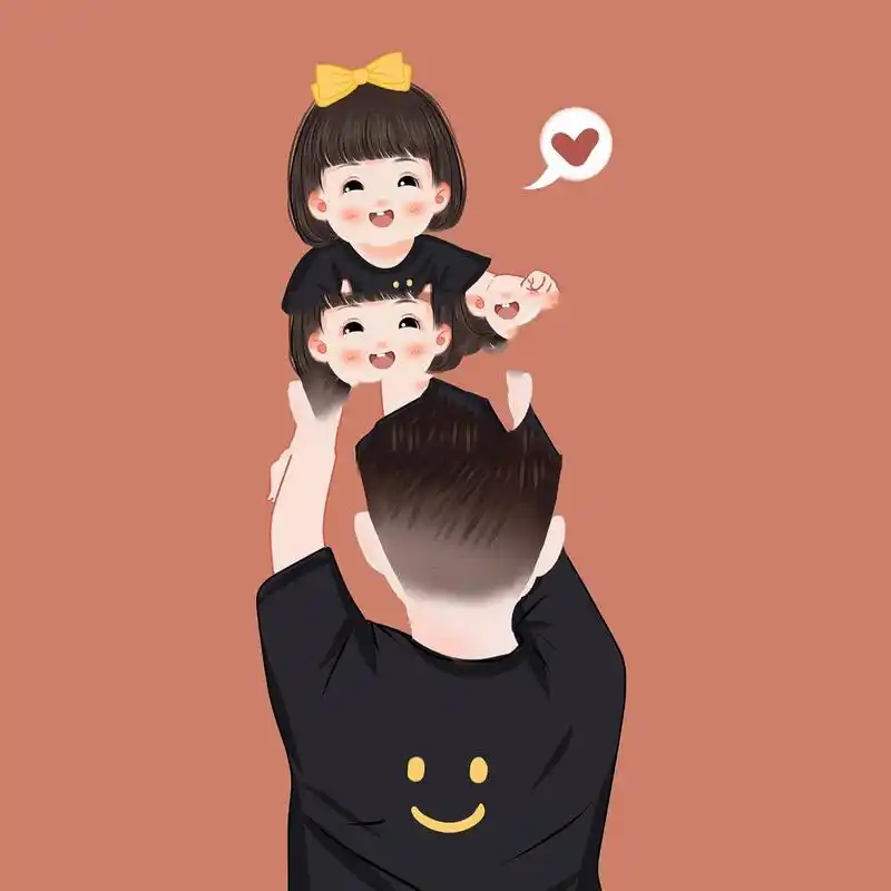 一家四口 两女娃 亲子头像背景 两个女儿也太幸福啦