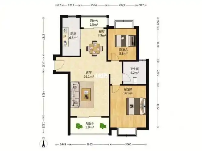 100平米南北通650w-2010年商品房-姐妹快冲