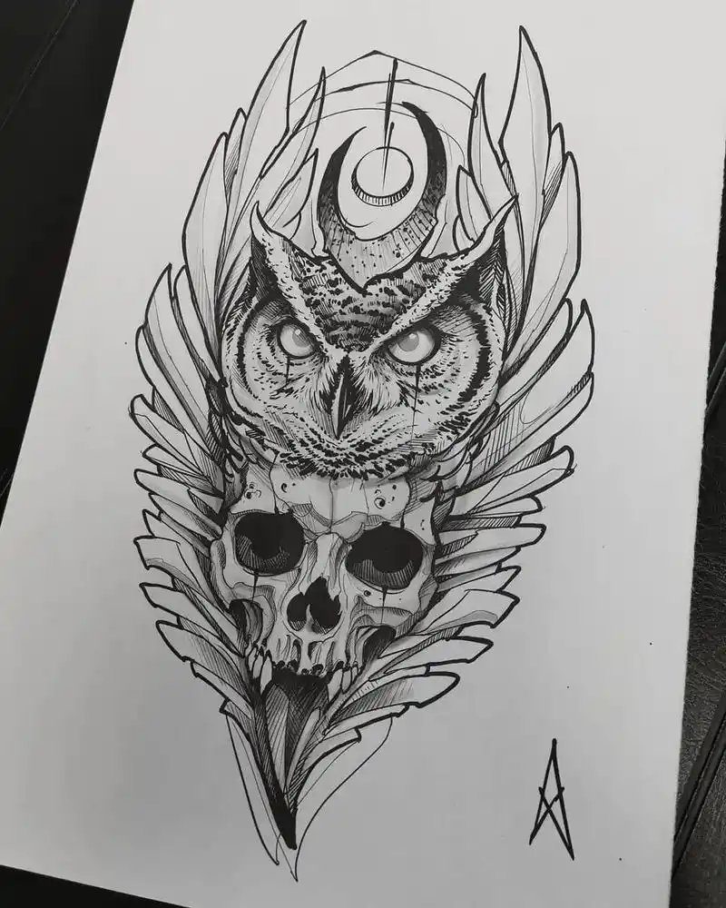 纹身刺青 #纹身 #花纹身素材 #猫头鹰纹身 #欧美纹身手 - 兑趑