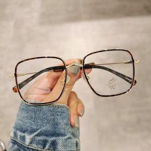 玳瑁色小红书近视眼镜女可配有度数大脸显瘦素颜韩版潮透明镜框架