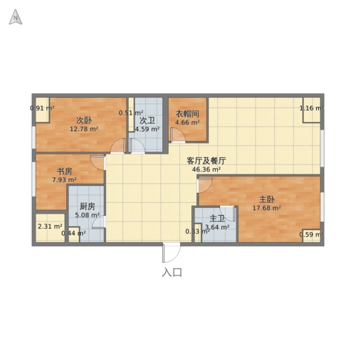 北京市朝阳区西坝河东里三室二厅一卫110平米-新中式风格设计效果图