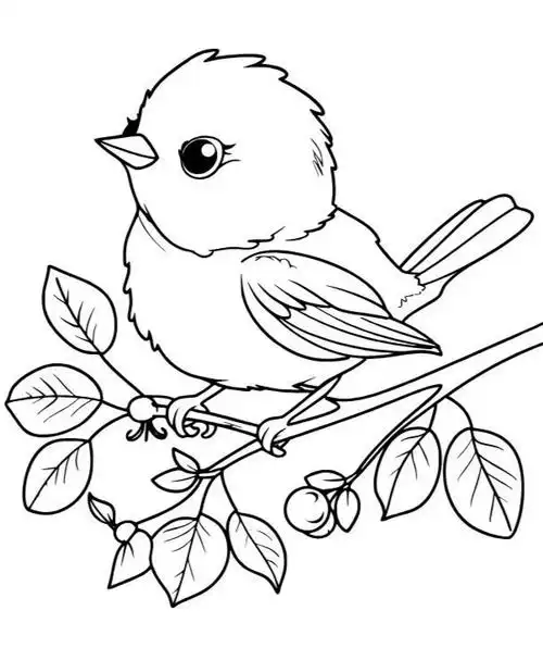 一组鸟儿手绘线稿,打印涂色