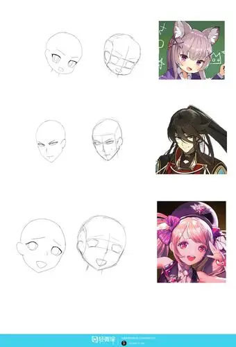 动漫插画基础不同比例脸部练习