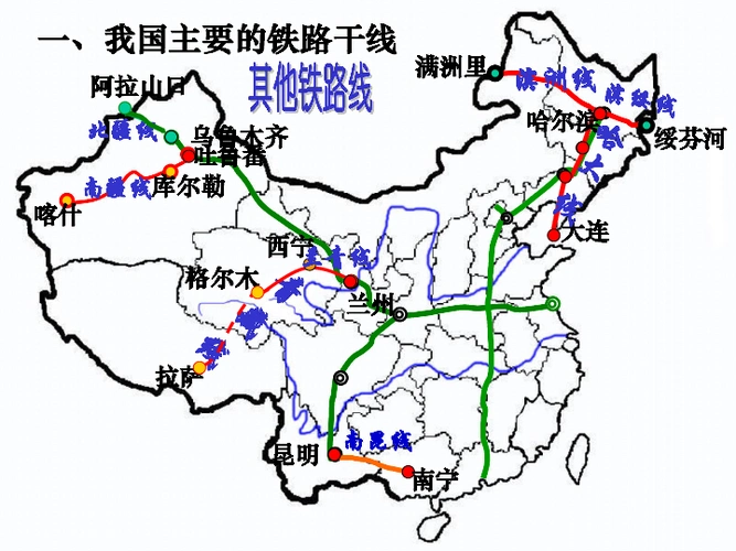 中国的铁路南北铁路干线——"五纵"一,我国主要的铁路干线东西铁路