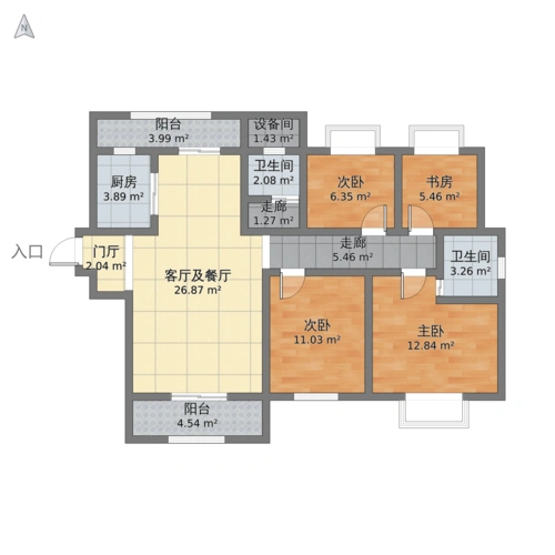 湖南省长沙市岳麓区 金茂湾4室2厅2卫 143m05-v2户型图 - 小区户型