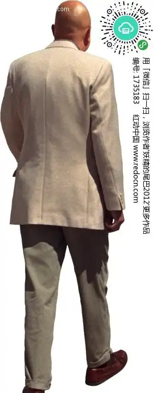 光头男子背影psd抠图素材