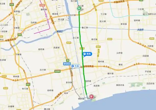莘庄——上海奉贤索道滑水公园驾车路线,大约40公里,50分钟车程地铁