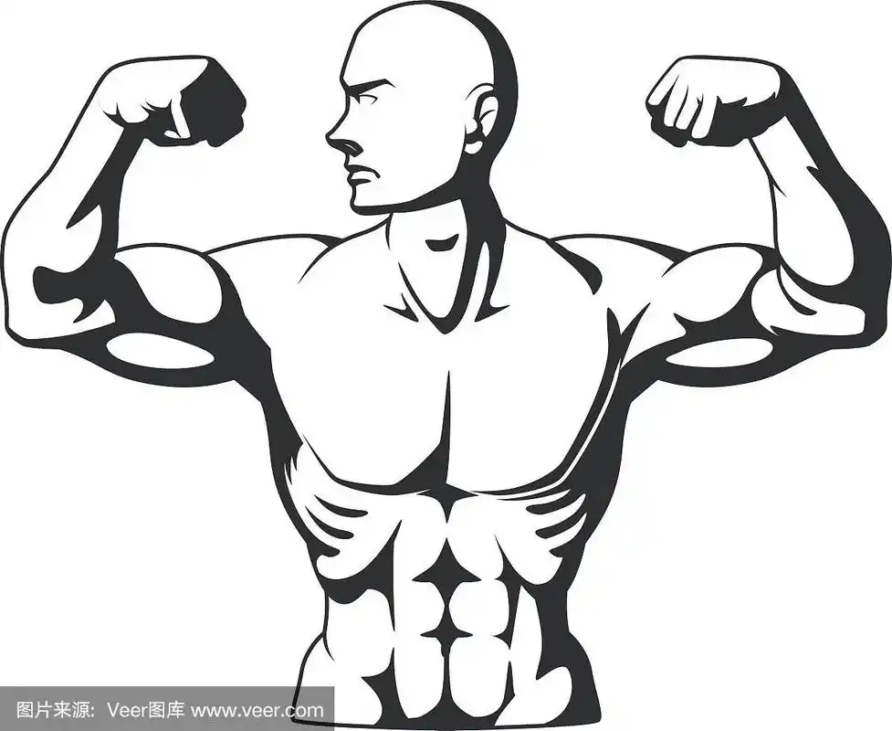 健美运动员弯曲肌肉的剪影