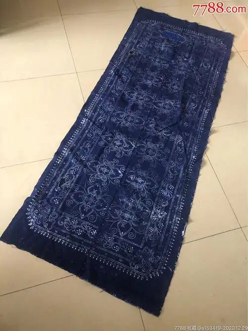 蓝色印花老粗布惜残卖个便宜有补丁三处别具一格喜欢一口价包邮布料很