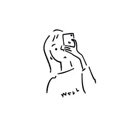 手绘文艺小清新简笔画女孩头像