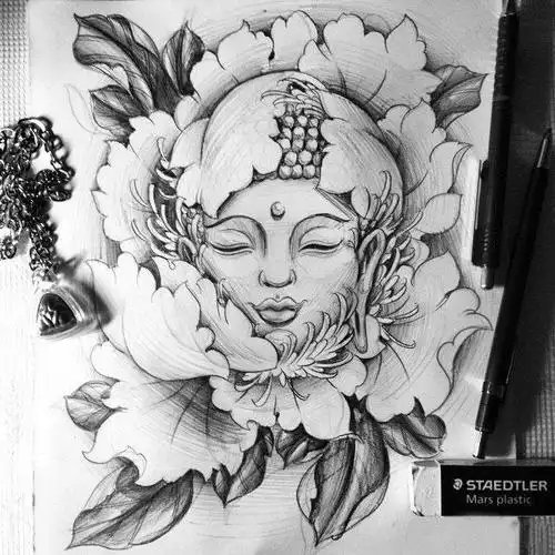 星影刺青素材禅境一念放下万般自在经典的佛纹身素材