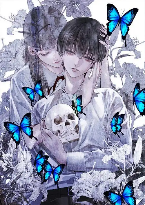 双人抱蝴蝶骷髅