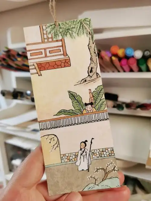 依旧是临摹@子子因为喜欢呀(原图图4)#水彩书签  #线稿  #古风插画