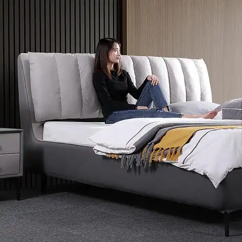 吉斯布艺床可拆洗简约现代主卧双人床北欧网红床意式极简科技布床