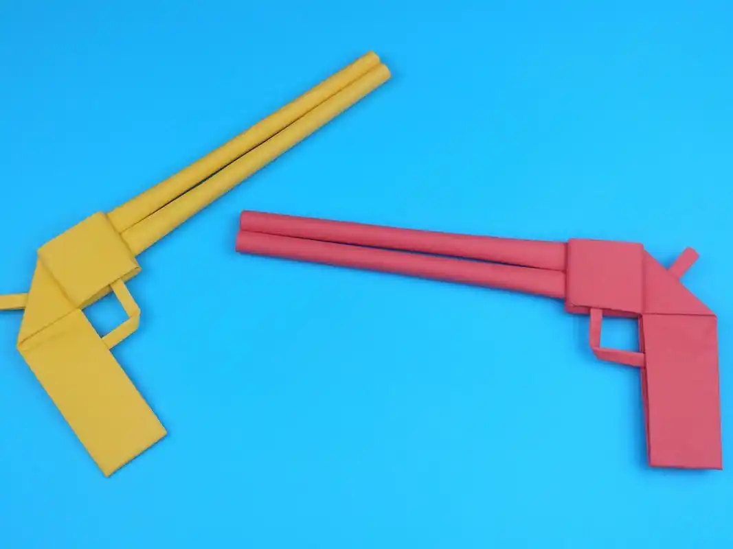 教你折超级帅气的双管枪,小朋友的最爱,手工diy折纸教学020202