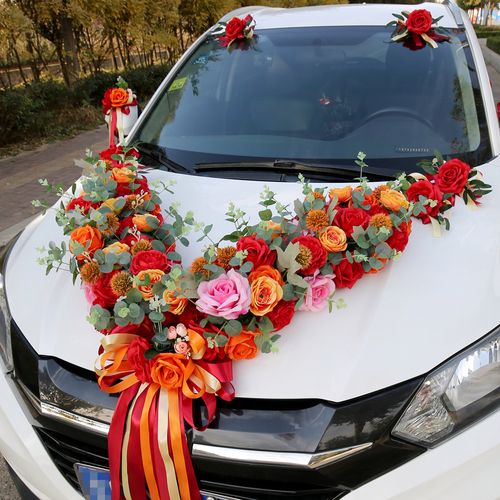 车花套装国风体中立体创意仿真花布布置车头婚车鲜花