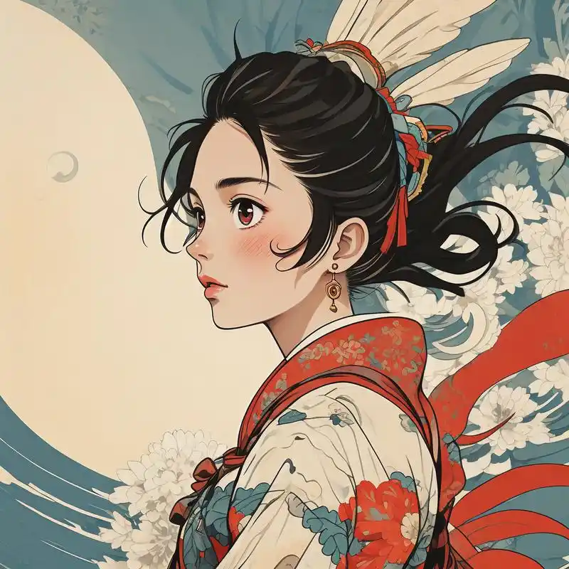 浮世绘风格头像90日系复古韵味