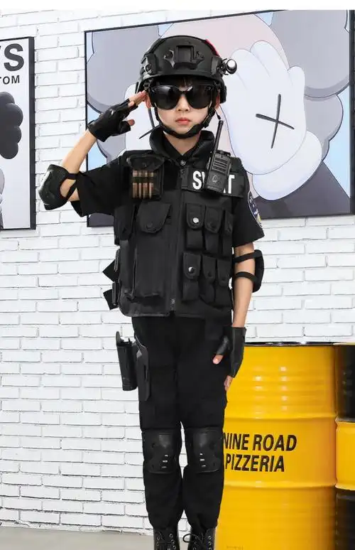 儿童警1服特警1服全套服装万圣节警官服警察服表演服男童特种兵套装