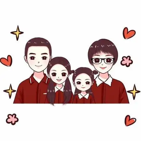 幸福一家四口图片手绘头像设计你喜欢吗