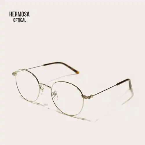 hermosa意大利复古经典金丝边圆框全眼镜架金属光学眼镜架