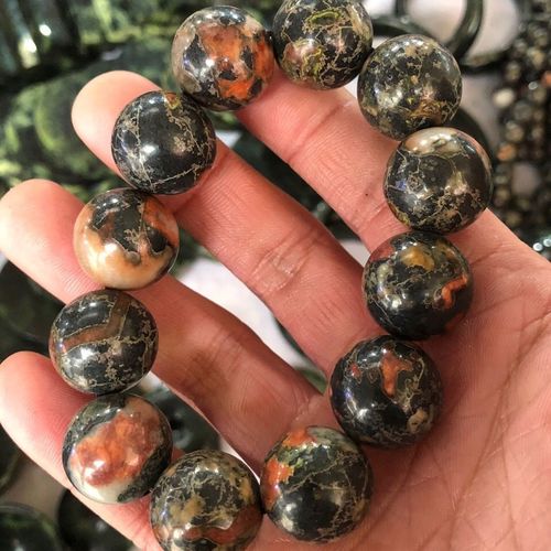 天然玉石正品洛阳梅花玉手链圆珠男女款情侣磁疗保健养生佛珠手串