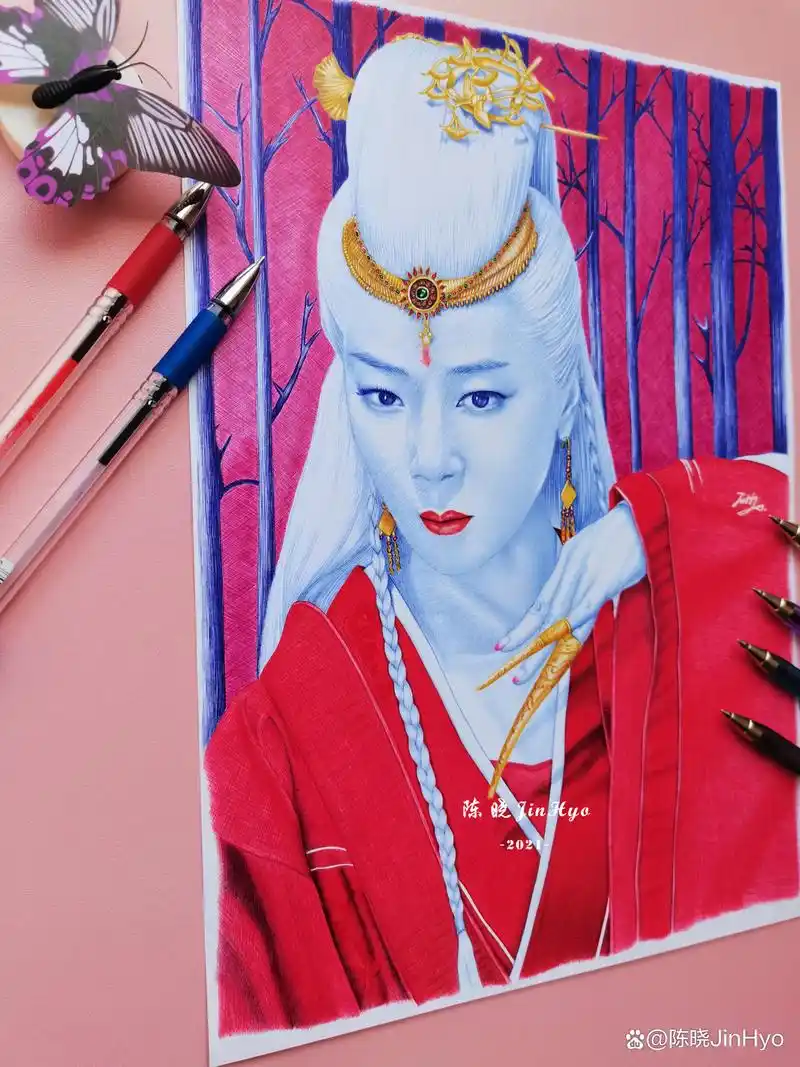 圆珠笔手绘《山河令》陈紫函 图片版