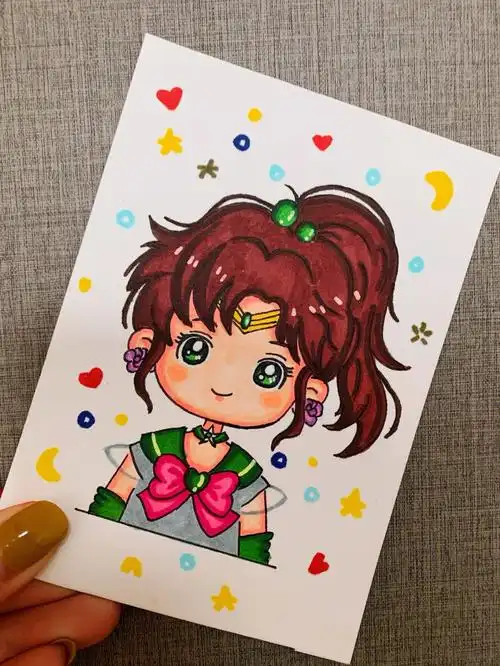 第566966幅马克笔卡通简笔画美少女战士q版