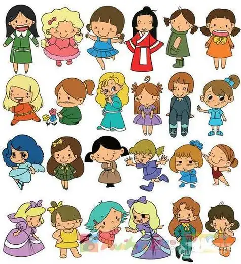 儿童学画人物萌萌的简笔画人物彩色图片 可爱卡通人物简笔画大全彩色