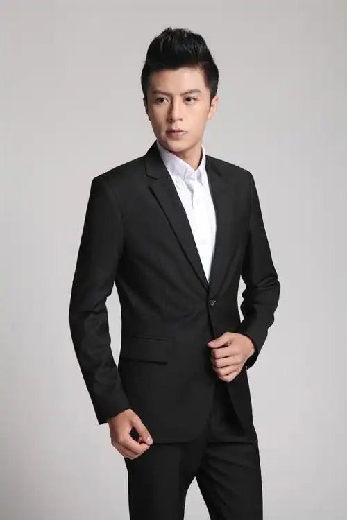 西装男男式休闲西装商务工作西装上班黑色外套两件套职业装