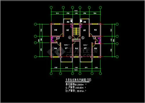 多层住宅建筑施工cad设计平面方案图
