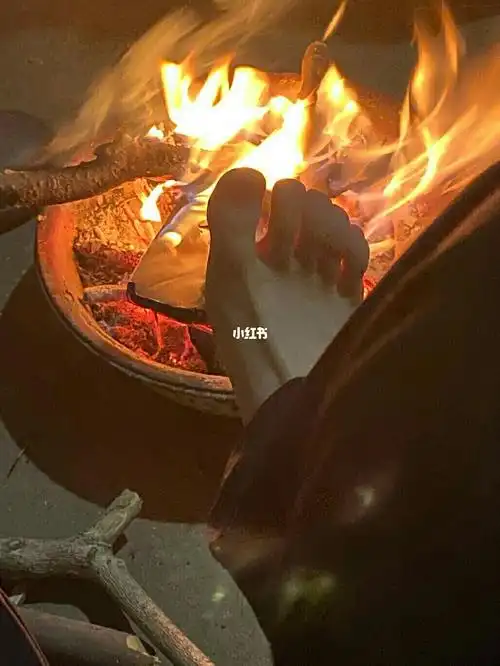 鬼天气打雷闪电又暴雪冷的我赶紧烤烤脚