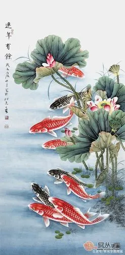 招财聚宝九鱼图谁画得好?实力派画家王一容九鱼图欣赏