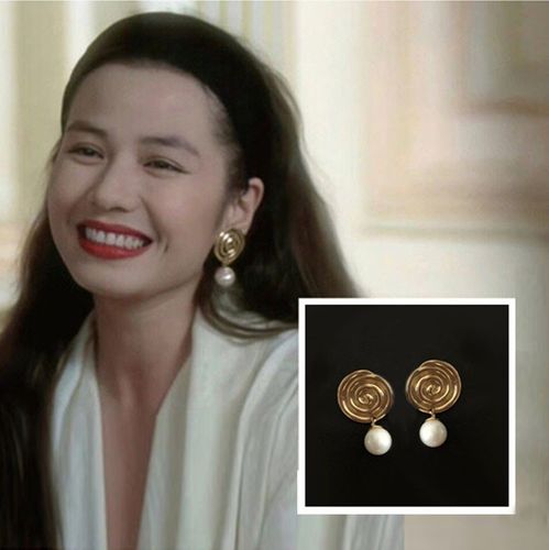 八九十年代港风女神钟楚红复古经典气质女神几何珍珠百搭耳环耳钉