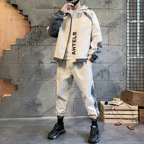 男士开衫一套衣服搭配卫衣运动套装潮流帅气加绒休闲工装2021新款