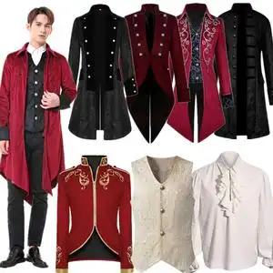 中世纪宫廷风骑士王子贵族大码马甲男士表演舞台话剧服装枫华似叶红