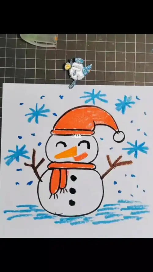 雪人儿童画创意美术幼儿园小班中班大班