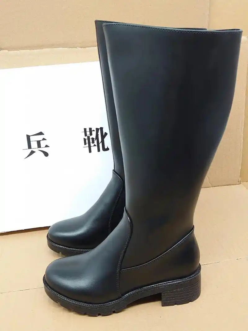 女款仪仗队高筒阅兵靴颜色:黑色材质:头层牛皮 - 抖音