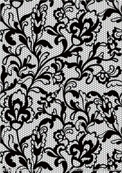 花纹黑色网纱黑色雪纺礼服面料蕾丝对称花纹欧咐偎客及咐偎花纹蕾丝