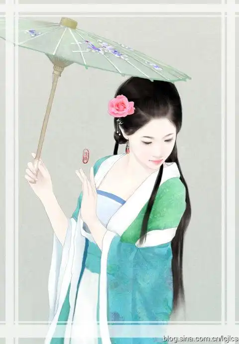 跪求撑着油纸伞的古代女子动漫图