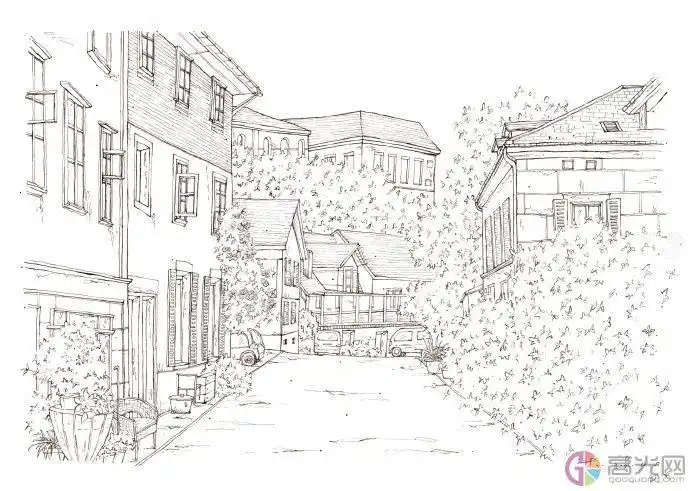 场景建筑手绘画法教程,建筑手绘临摹步骤教程图