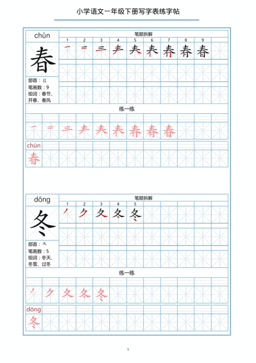 200个生字带笔顺笔画拼音练字帖.